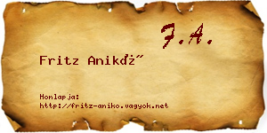 Fritz Anikó névjegykártya